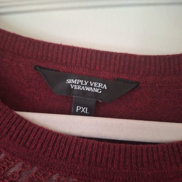 Vera Wang Burgundy Lace Sweater - Picture 4 of 5
